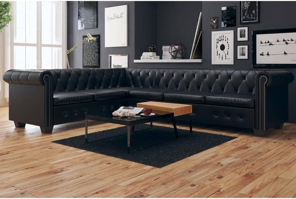 Sofa narożna, RMIHSJG, 260 x 205 x 73 cm, Czarny, 6-osobowa