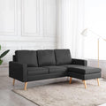 FWIKDUN, Sofa, 184 x 76 x 82,5 cm, Szary, lite drewno, 3-osobowa