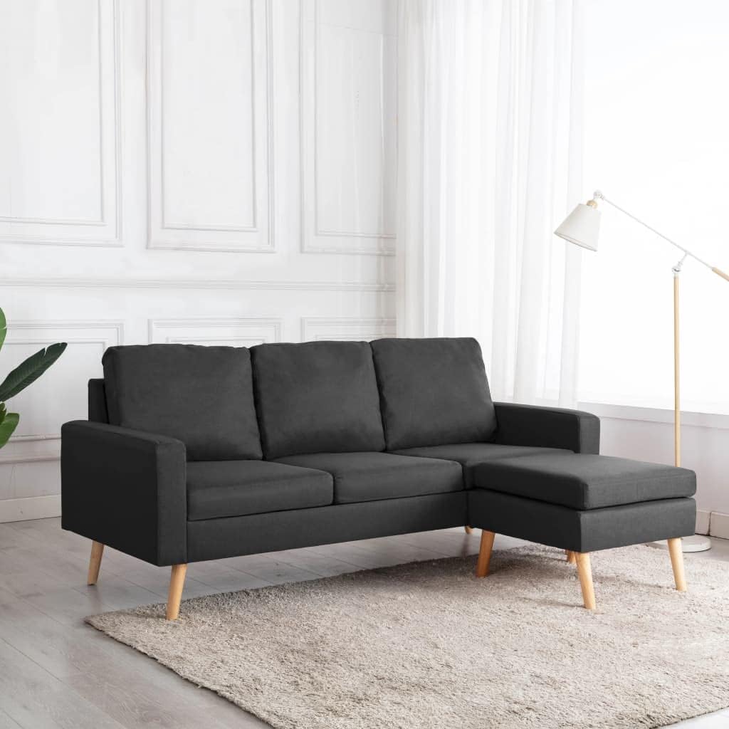 FWIKDUN, Sofa, 184 x 76 x 82,5 cm, Szary, lite drewno, 3-osobowa