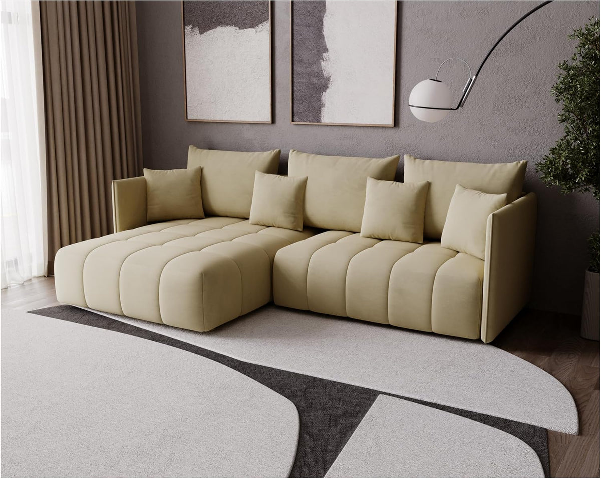 Sofa rozkładana, KP-Meble, 245 x 180 cm, Beżowy, funkcja spania