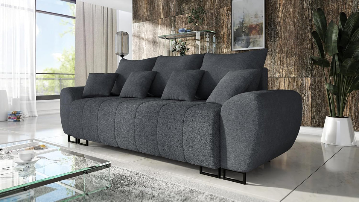 DMSM, Sofa rozkładana, 270 cm, Antracytowy, metal, funkcja spania