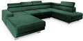 Sofa rozkładana, Masseno, 272x127 cm, Zielony/Czarny, płyta wiórowa, funkcja spania, miejsce do przechowywania