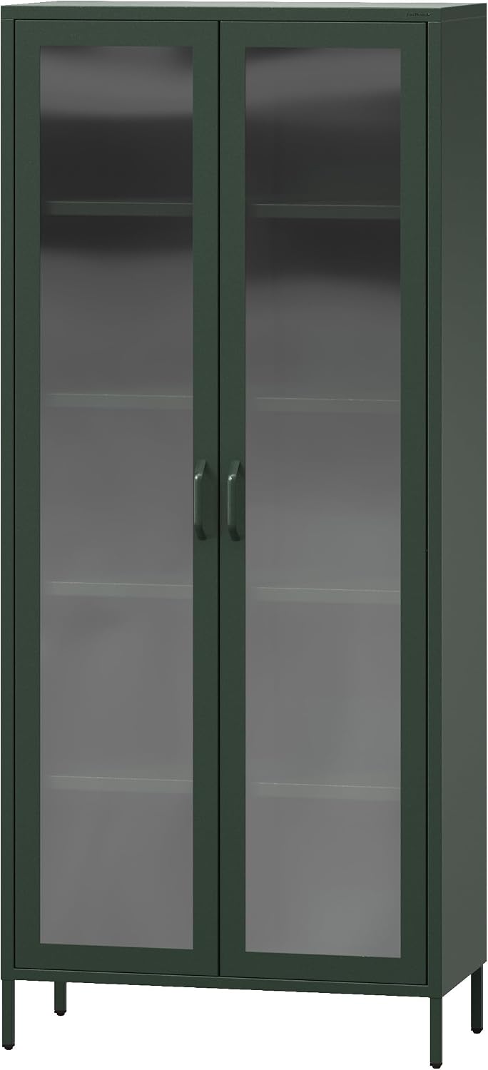 Witryny szklane, Jan Nowak, 80 x 185 x 45 cm, Szary/Zielony, metal