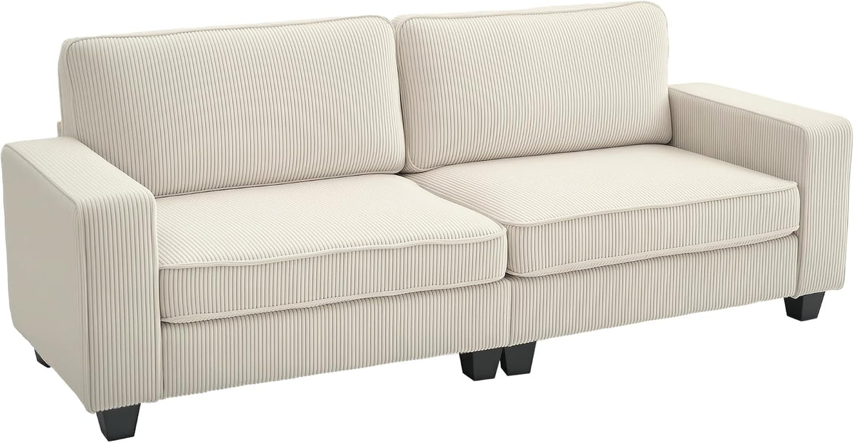 Sofa, HOMCOM, 227 x 84 x 87 cm, Beżowy/Biały, aksamit, 3-osobowa