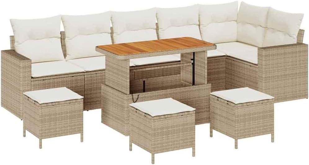 Sofa, vidaXL, 292,5 x 157 x 85 cm, Beżowy, stal malowana proszkowo, modułowa konstrukcja, odporność na warunki atmosferyczne, ochrona UV
