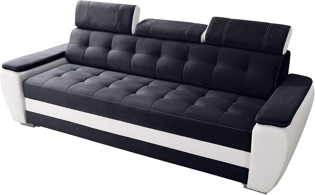 Robin, Sofa, 230 x 95 x 90 cm, Czarny/Biały, funkcja spania