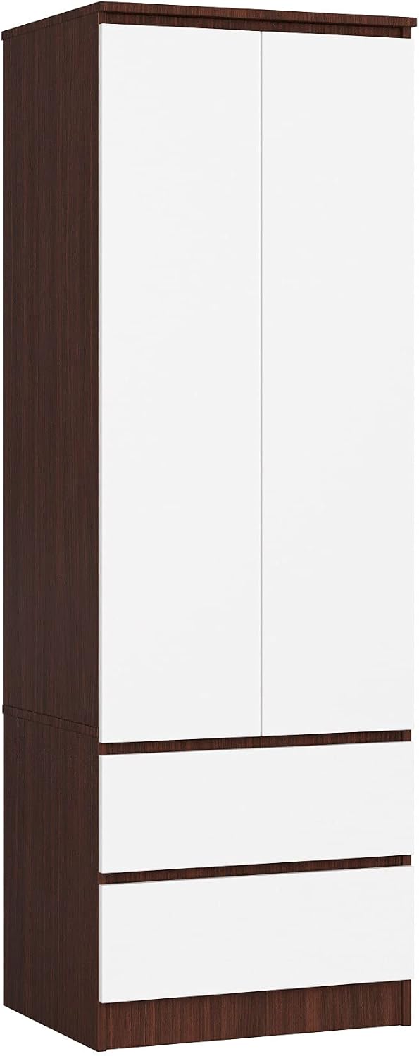 Szafa do sypialni, AKORD, 60 cm, Biały, MDF, 2 Szuflad, składana konstrukcja