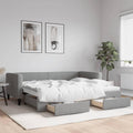 Sofa, YunCangg, 90 x 200 cm, 2 W, Szary, lite drewno, funkcja spania, miejsce do przechowywania, 2 w 1