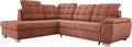 Sofa narożna, DomiMeble, 258x212 cm, Czerwony/Pomarańczowy, funkcja spania