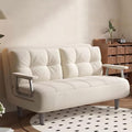 Sofa, 80 cm, 4 W, Beżowy/Biały, sztruks, regulowane oparcie, składana konstrukcja