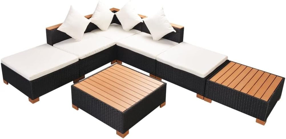 vidaXL, Sofy, 69,5 x 69,5 x 57,5 cm, 160 g, Czarny, polirattan, modułowa konstrukcja, odporność na warunki atmosferyczne