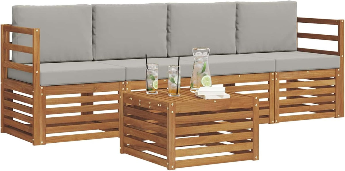 vidaXL, Sofy, 60 x 55 x 107 cm, 17,45 kg, 45 l, Szary, lite drewno