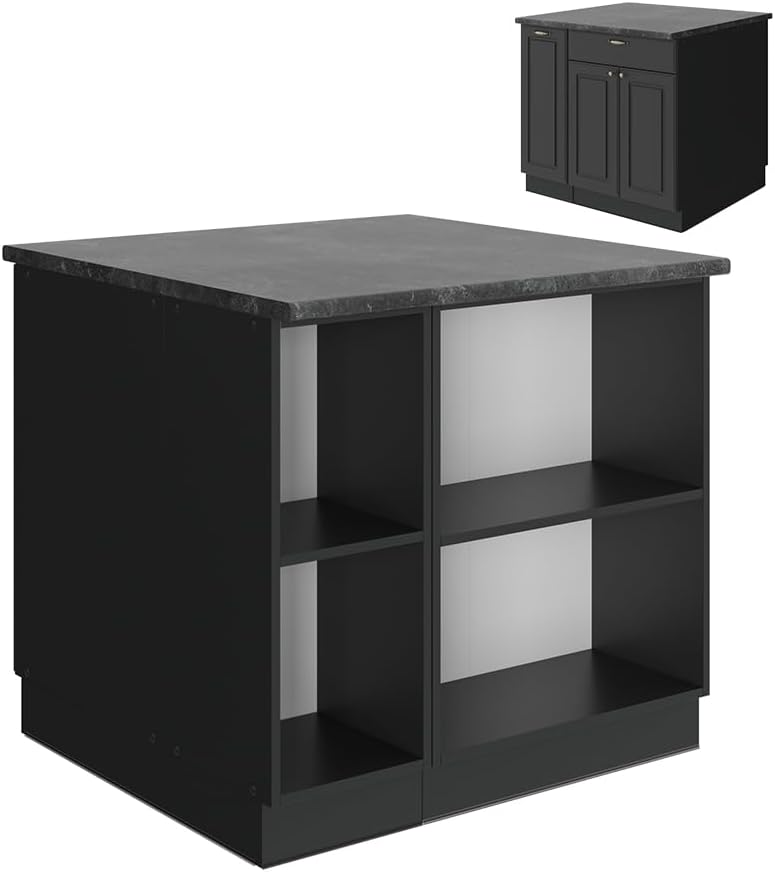Vicco, Wyspy kuchenne, 90 cm, 58.16 kg, Antracytowy/Złoty, MDF, regulowana wysokość