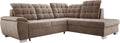 DomiMeble, Sofa narożna, 186 x 125 cm, Brązowy/Beżowy, aksamit, funkcja spania, miejsce do przechowywania