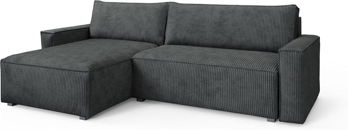 Sofa rozkładana, Masseno, 235x130 cm, Antracytowy, płyta wiórowa, funkcja spania, miejsce do przechowywania