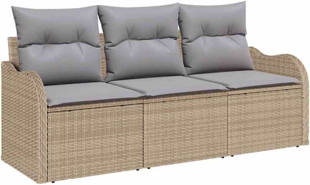 Sofa, vidaXL, 5 cm, Beżowy, polirattan, modułowa konstrukcja, odporność na warunki atmosferyczne