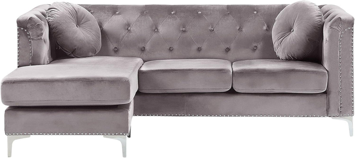 Sofa, Beliani, 175x60 cm, Szary, aksamit, 3-osobowy, modułowa konstrukcja