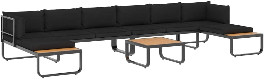 vidaXL, Zestaw wypoczynkowy, 138 x 60 x 62 cm, Czarny/Szary, aluminium
