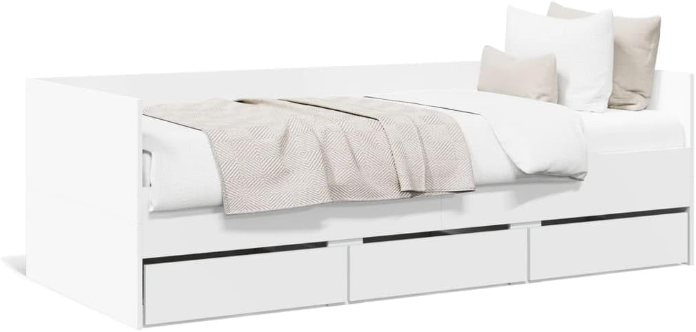 Sofa, KKgypkn, 100 x 200 cm, 2 W, Biały, materiał drewnopochodny, funkcja spania, miejsce do przechowywania, 3 szuflad, 2 w 1