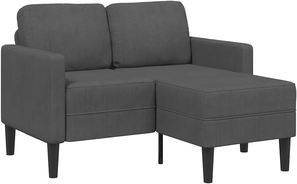 Sofa narożna, KKgypkn, 125 x 118 x 85 cm, Czarny, lite drewno, 2-osobowa