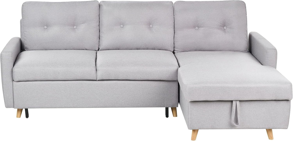 Beliani, Sofa, 210x52 cm, Szary, 3-osobowy, funkcja spania, miejsce do przechowywania, modułowa konstrukcja