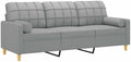 Sofa, vidaXL, 180 cm, Szary, metal, 3-osobowa