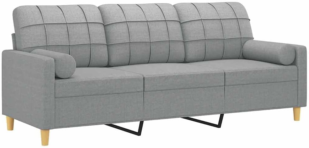 Sofa, vidaXL, 180 cm, Szary, metal, 3-osobowa