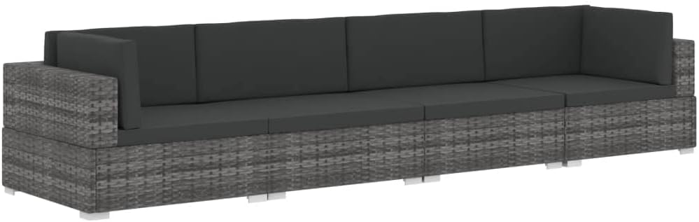 Sofa, vidaXL, 280 x 70 x 54 cm, Szary, polirattan, modułowa konstrukcja