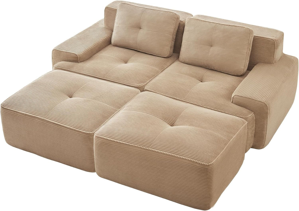 Sofa, Luscriate, 74 cm, Beżowy, sztruks, 2-osobowa, modułowa konstrukcja