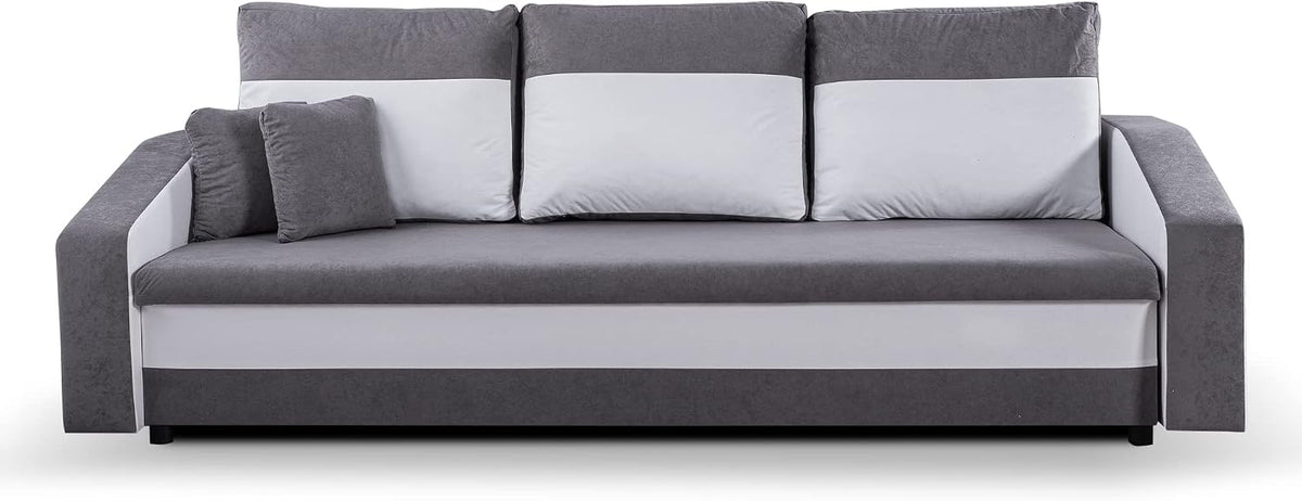 Sofa, Furnetti, 220 x 90 x 75 cm, Szary/Biały, 3-osobowa, funkcja spania