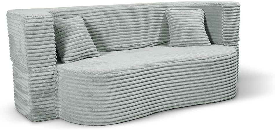 Sofa, 200 cm, Szary, sztruks, 3-osobowa, funkcja spania, składana konstrukcja