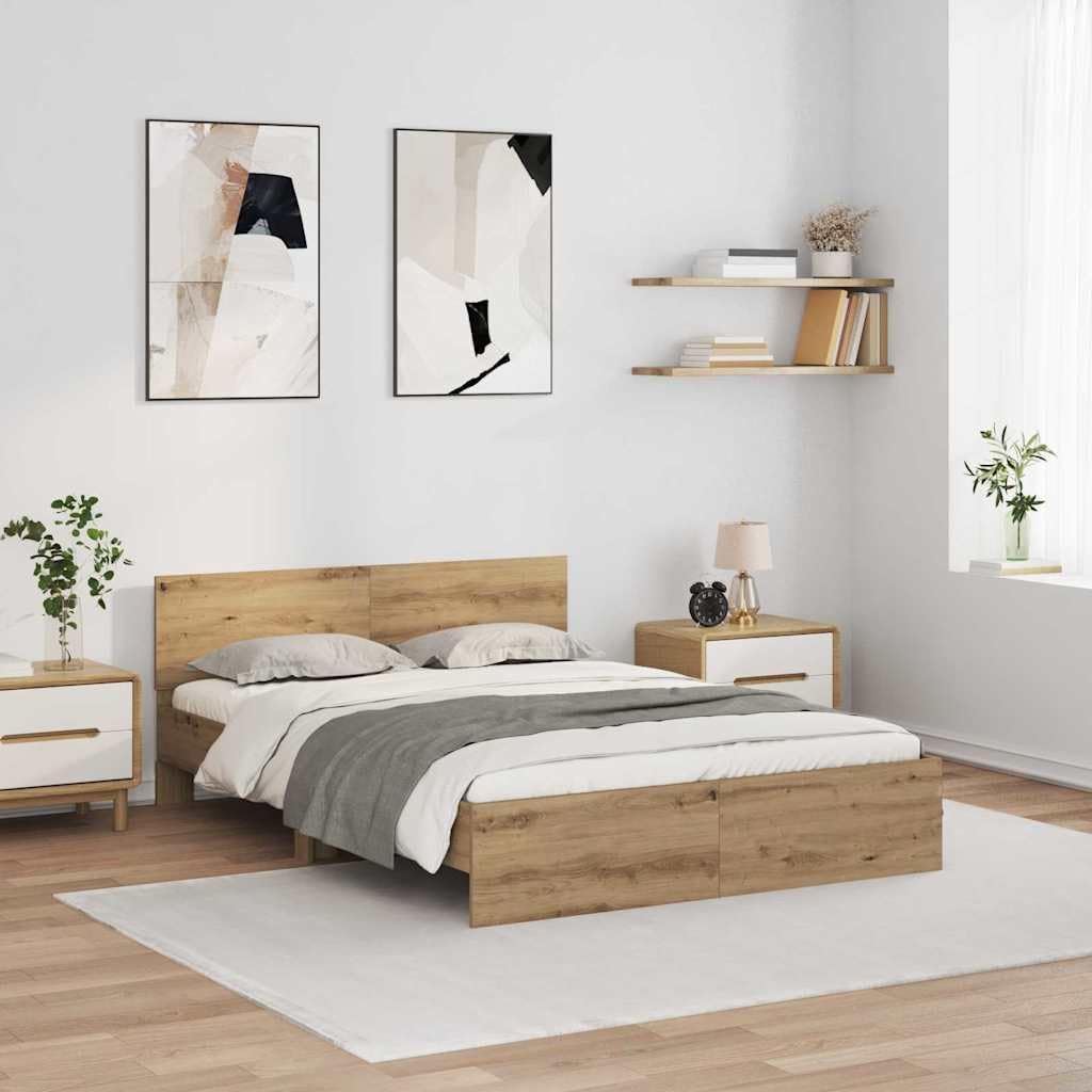 Rama łóżka, Kaloriko, 160 x 200 cm, Brązowy, materiał drewnopochodny, oświetlenie LED, USB