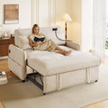 Sofa rozkładana, MUZHIXIANG, 137 x 76,5 x 83 cm, 3 W, Beżowy, lite drewno, 2-osobowa, funkcja spania, regulowane oparcie, składana konstrukcja, 3 w 1