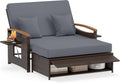 Sofa, COSTWAY, 110 x 60 x 30 cm, Szary/Brązowy, polirattan, 2-osobowa, miejsce do przechowywania