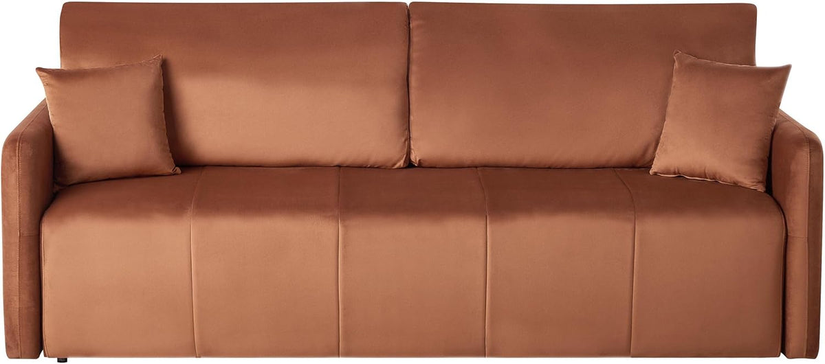 Sofa, Beliani, 200x53 cm, Złoty, aksamit, 3-osobowa, funkcja spania, miejsce do przechowywania