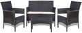 QZZCED, Sofa, Czarny, polirattan, 2-osobowa