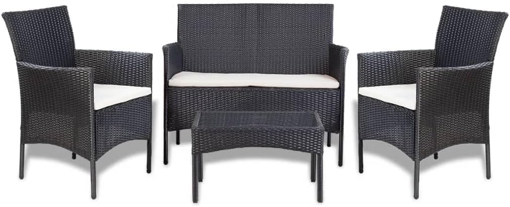 QZZCED, Sofa, Czarny, polirattan, 2-osobowa
