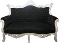 Sofa, Casa Padrino, 168 cm, Czarny/Biały, lite drewno, 2-osobowa