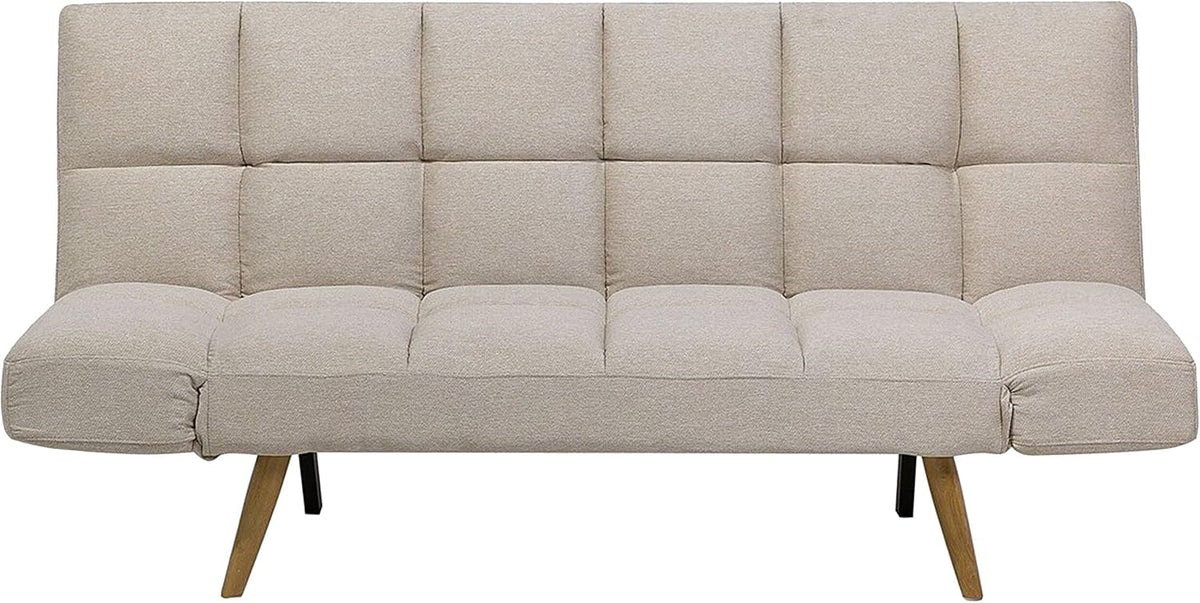 Sofa, Beliani, 182x51 cm, Beżowy, 3-osobowa, funkcja spania, miejsce do przechowywania, regulowane podłokietniki