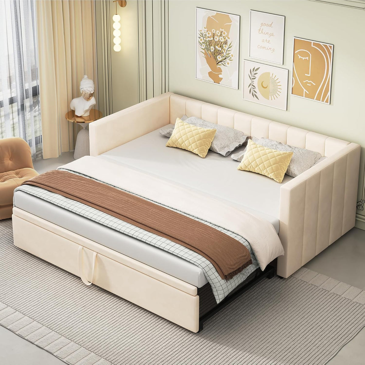 YESGIGA, Sofa, 180 x 200 cm, Beżowy, MDF