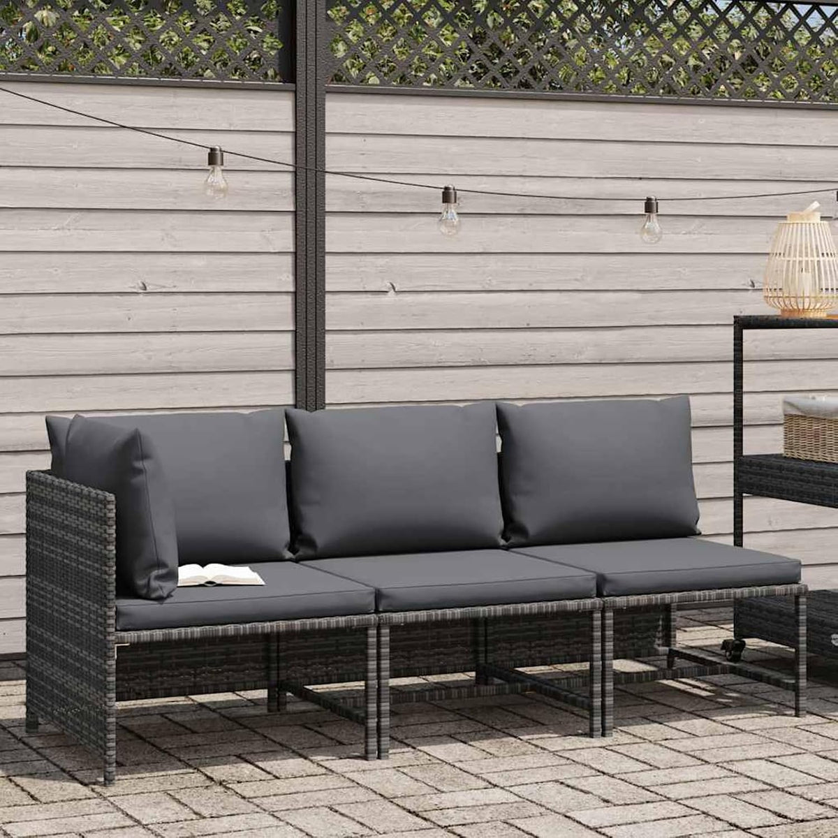 Sofa, WGYHOME, Szary, polirattan, odporność na warunki atmosferyczne