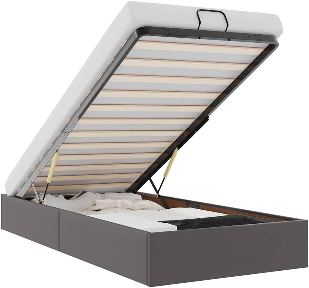 Rama łóżka, KKgypkn, 90 x 200 cm, Szary, metal