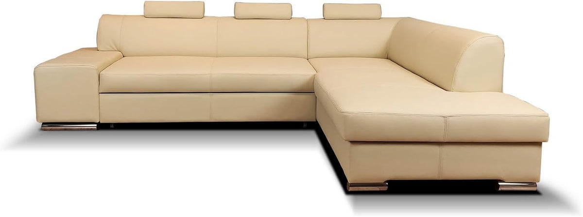 Sofa narożna, Quattro Meble, 275 x 200 cm, Beżowy/Pomarańczowy, funkcja spania