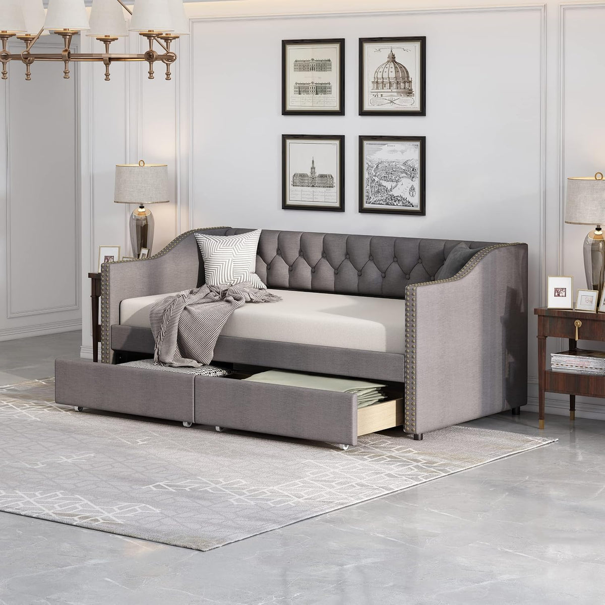Sofa, ZYLOYAL10, 180 x 200 cm, Szary, MDF, funkcja spania