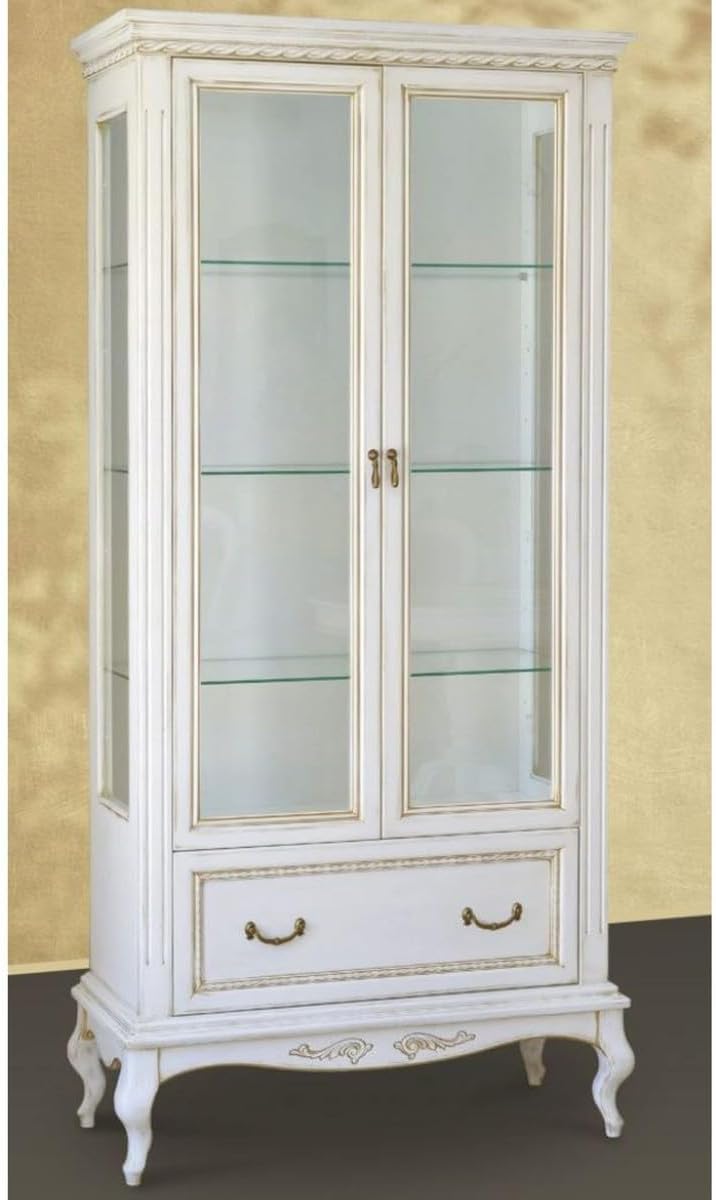 Casa Padrino, Witryny szklane, 210 cm, Biały/Beżowy, lite drewno