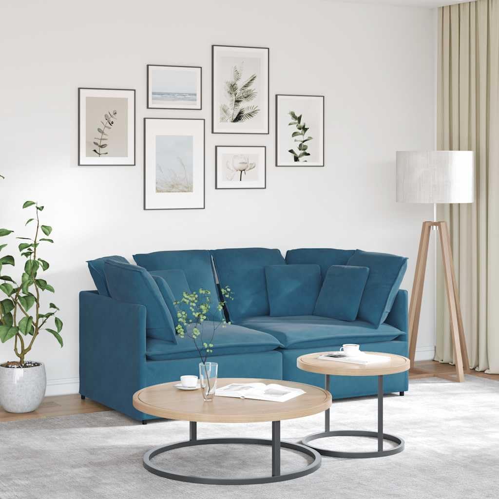 Sofa narożna, Teenpull, 200 x 100 x 64 cm, Niebieski, aksamit, modułowa konstrukcja