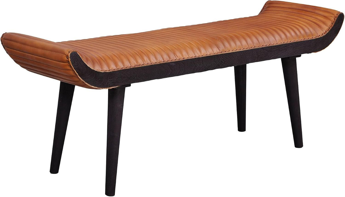 Ławka, FineBuy, 125x51x38 cm, Brązowy, lite drewno