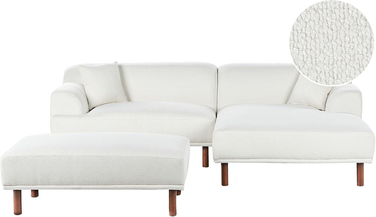 Sofa narożna, Beliani, 112x67x45 cm, Biały, funkcja spania