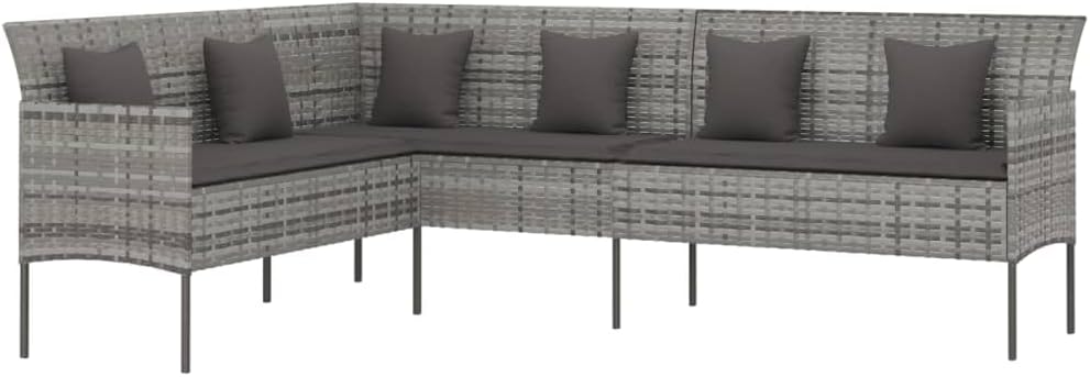 vidaXL, Sofa narożna, 220 x 162 x 79,5 cm, Szary, stal malowana proszkowo, odporność na warunki atmosferyczne