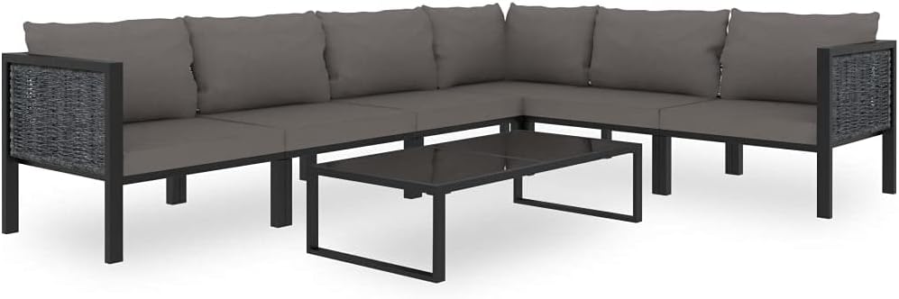 Zestaw mebli ogrodowych, vidaXL, 264 x 200 x 64 cm, Antracytowy, polirattan, modułowa konstrukcja, odporność na warunki atmosferyczne
